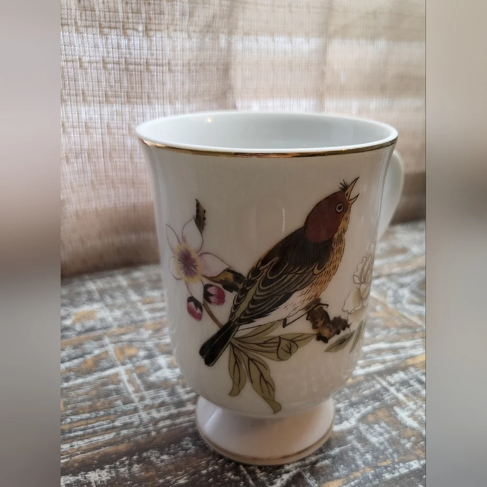 Shafford Chinese Peony Flower And Bird Coffee Mug Vintage